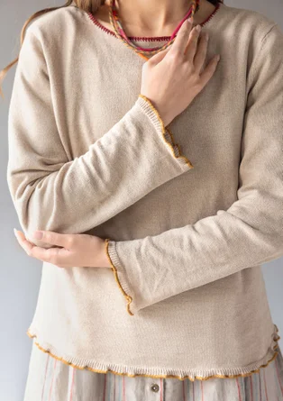 Fine-knit linen/organic cotton sweater - dark natural