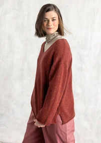 Nubby sweater in a lambswool blend - red curry/melange