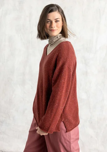 Nubby sweater in a lambswool blend - red curry/melange
