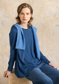 Tunique rayée/unie "Ellen" en jersey de coton biologique/modal - encre/motif