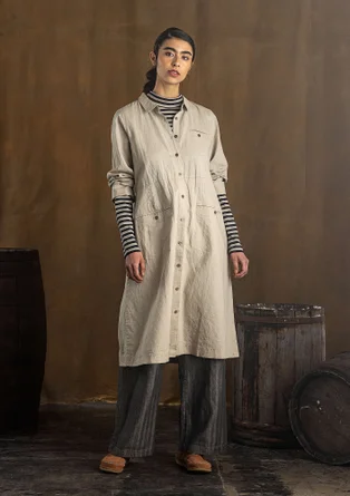 Robe "Earth" en tissu de coton biologique/lin - naturel foncé