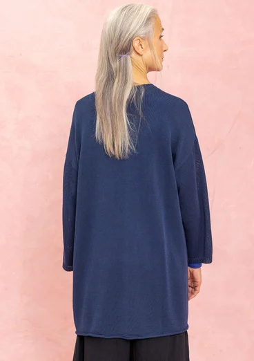 Striktunika i genanvendt bomuld - mørk indigo