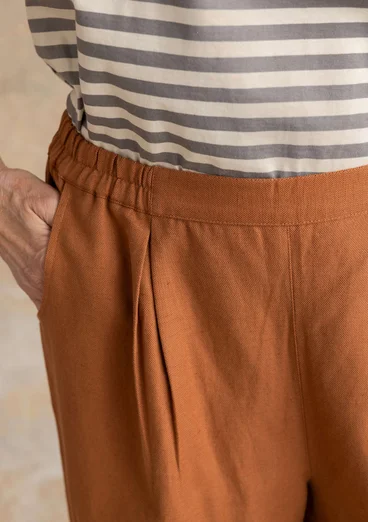 “Esme” woven organic cotton/linen trousers - acorn