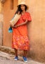 Vevd kjole «Havanna» i økologisk bomull klarrød thumbnail