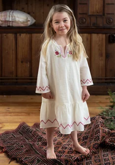 “Twinkle” children’s nightgown in organic cotton - light ecru