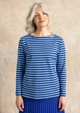 Gestreiftes Langarmshirt aus Bio-Baumwolle - indigoblau-mildes blau