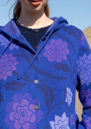 Long gilet "Pink Moon" en laine/coton biologique - lupin