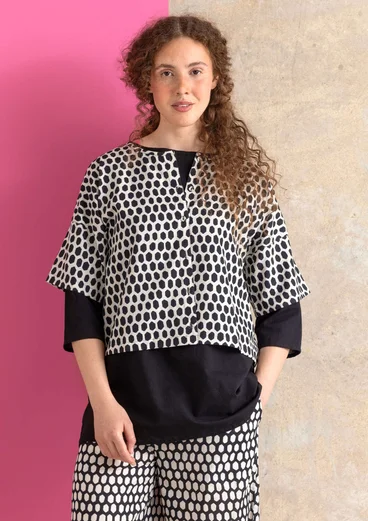 Blouse tissée ”Vendela” en coton biologique - plumes/motif