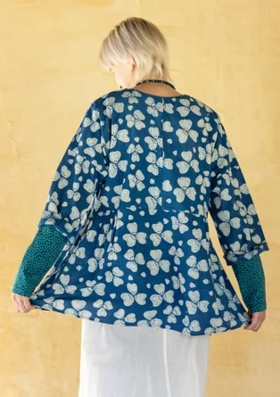Omslagsbluse «Bloom» i økologisk bomull - indigoblå