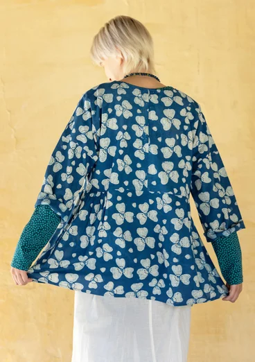 Omslagsbluse «Bloom» i økologisk bomull - indigoblå
