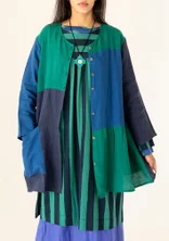 Blouse d'artiste "Azores" en lin - indigo foncé/multicolore