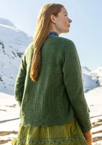 Cardigan "Forgetmenot" i alpakamiks - skovgrøn/meleret