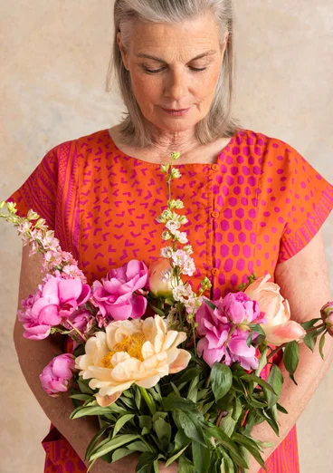 Robe tissée "Sally" en coton biologique - pamplemousse