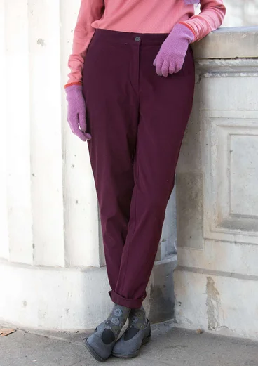 Bukser i bomuld/elastan - aubergine