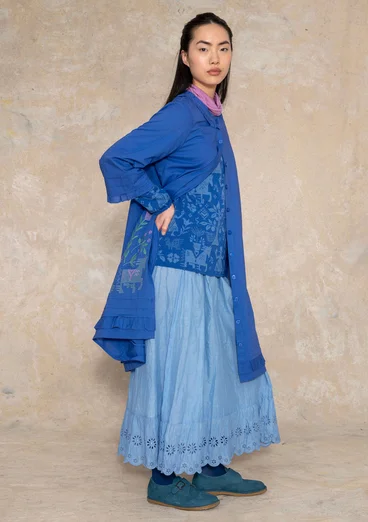 Besticktes Kleid „Fåle“ aus Bio-Baumwolle - brillantblau