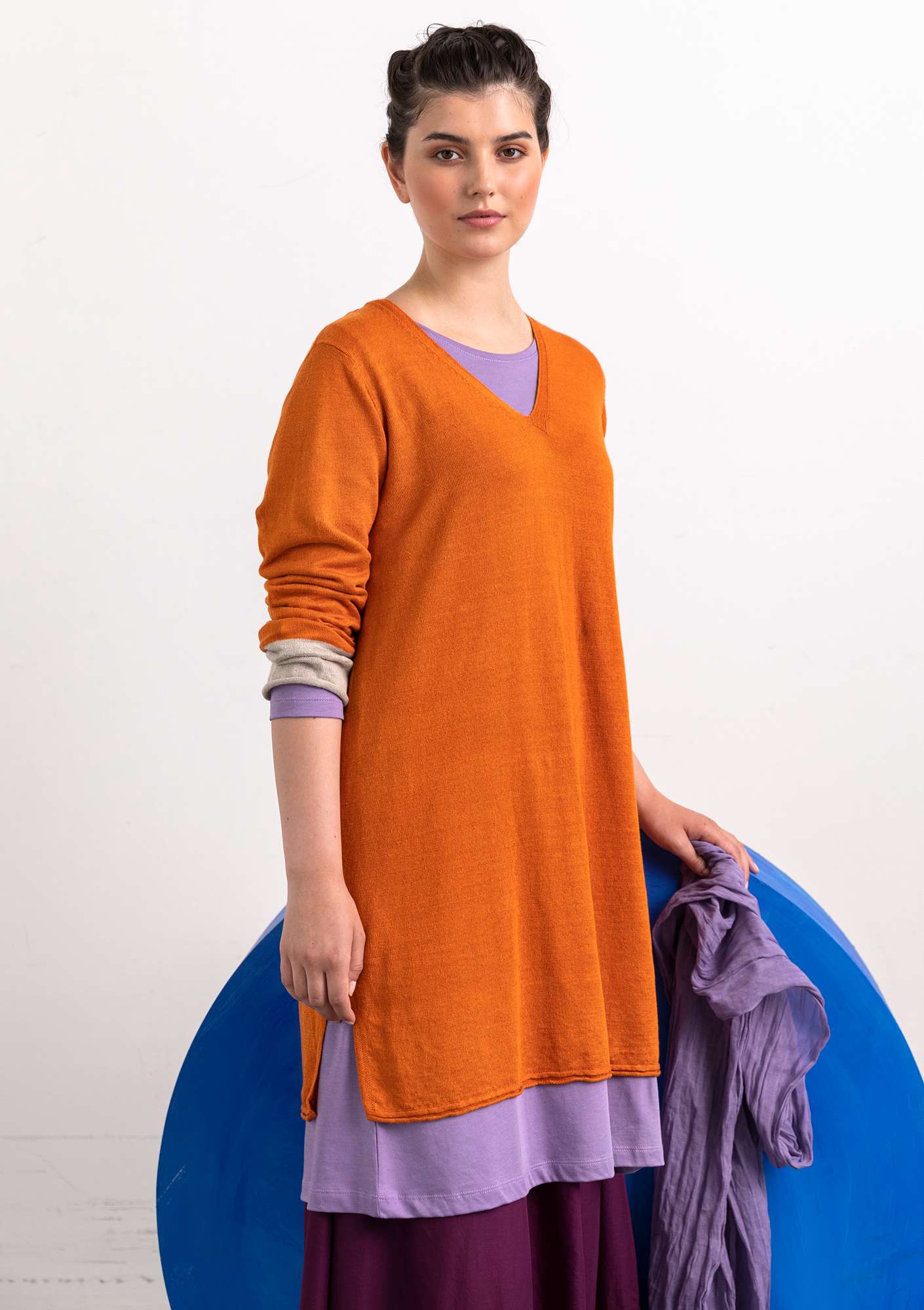 Tunic in a recycled linen knit fabric masala thumbnail
