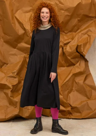 Gemustertes oder einfarbiges Jerseykleid „Frida“ aus Bio-Baumwolle - schwarz