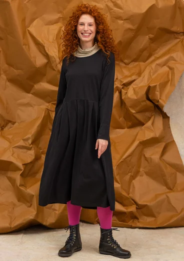 Gemustertes oder einfarbiges Jerseykleid „Frida“ aus Bio-Baumwolle - schwarz