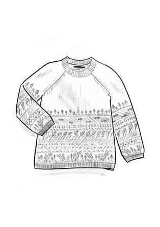 Gemusterter Pullover „Harsprång“ aus Lammwolle/Recycling-Wollgemisch - aubergine