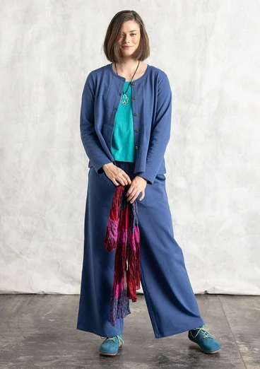 Jersey cardigan in organic cotton - mountain blue