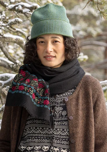 “Kiruna” woven wool scarf - black