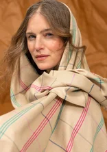 Foulard à carreaux tissé "Kari" en coton/laine - naturel foncé