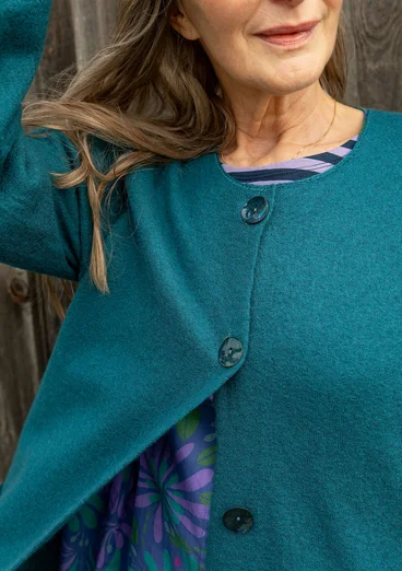 Coatigan in felted organic wool - petrol blue