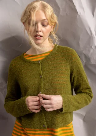 Cardigan i alpakamiks - grøn peber