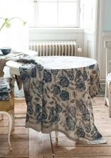 “Roses” linen tablecloth - graphite