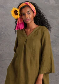 Kleid aus Leinengewebe - dunkelolive