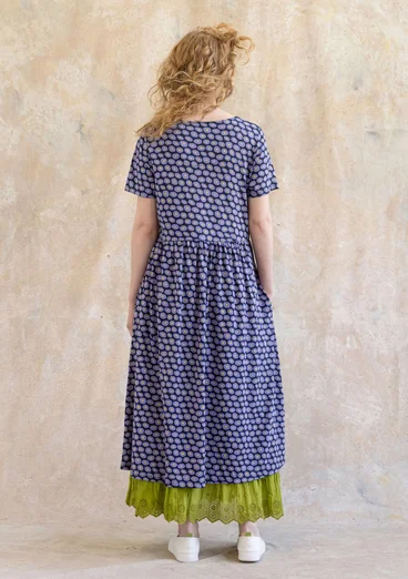 Trikåklänning "Billie" i ekologisk bomull/modal - mörk indigo/mönstrad