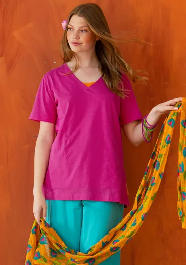 Tricot top van biologisch katoen - hibiscus