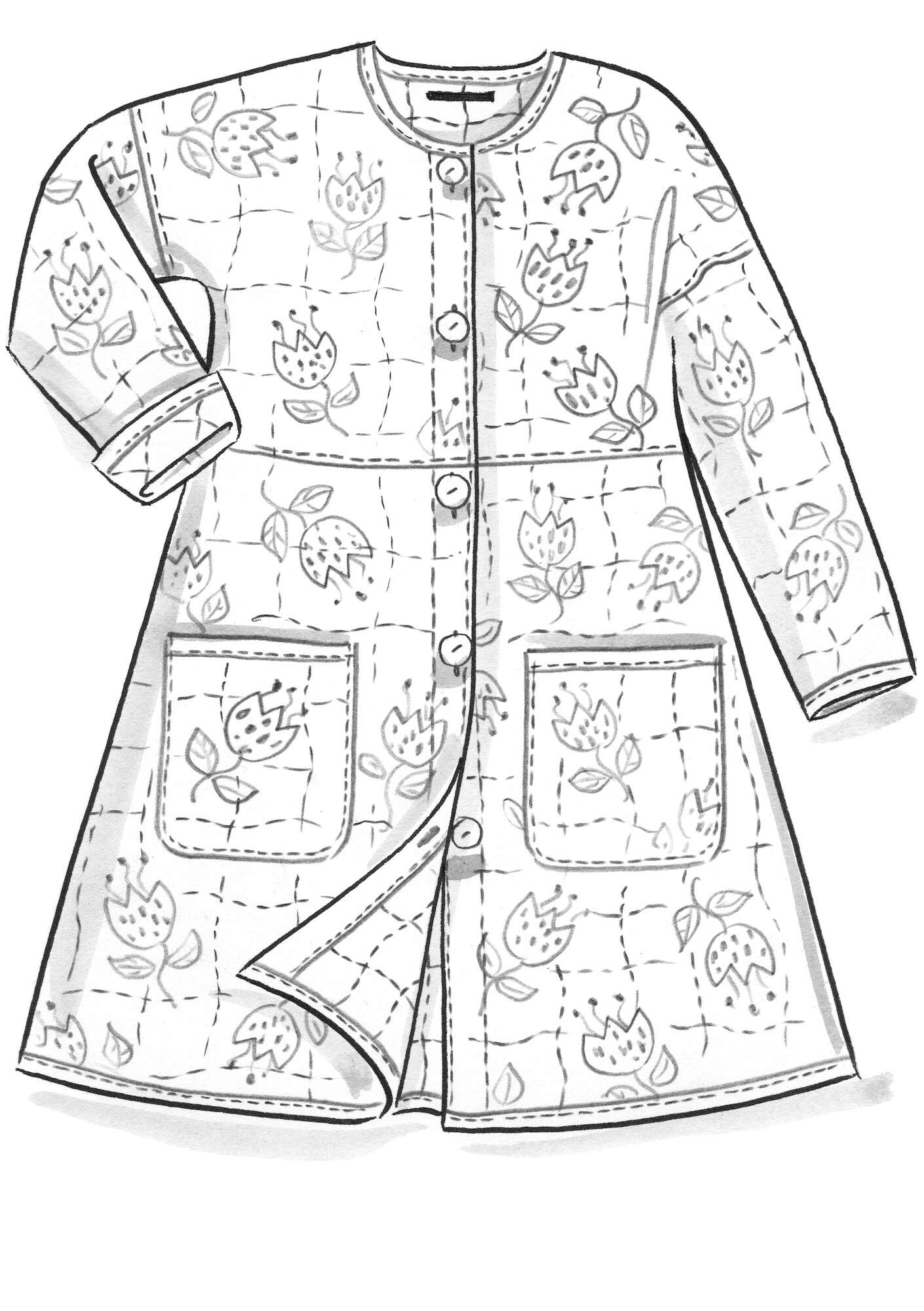 “Tulippa” quilted coat in organic cotton