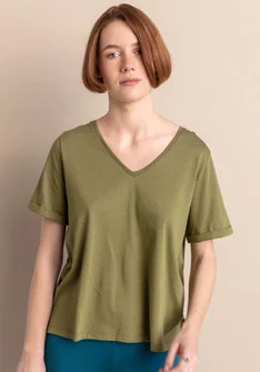 Jerseybluse "Juliet" i økologisk bomuld/modal - tuja
