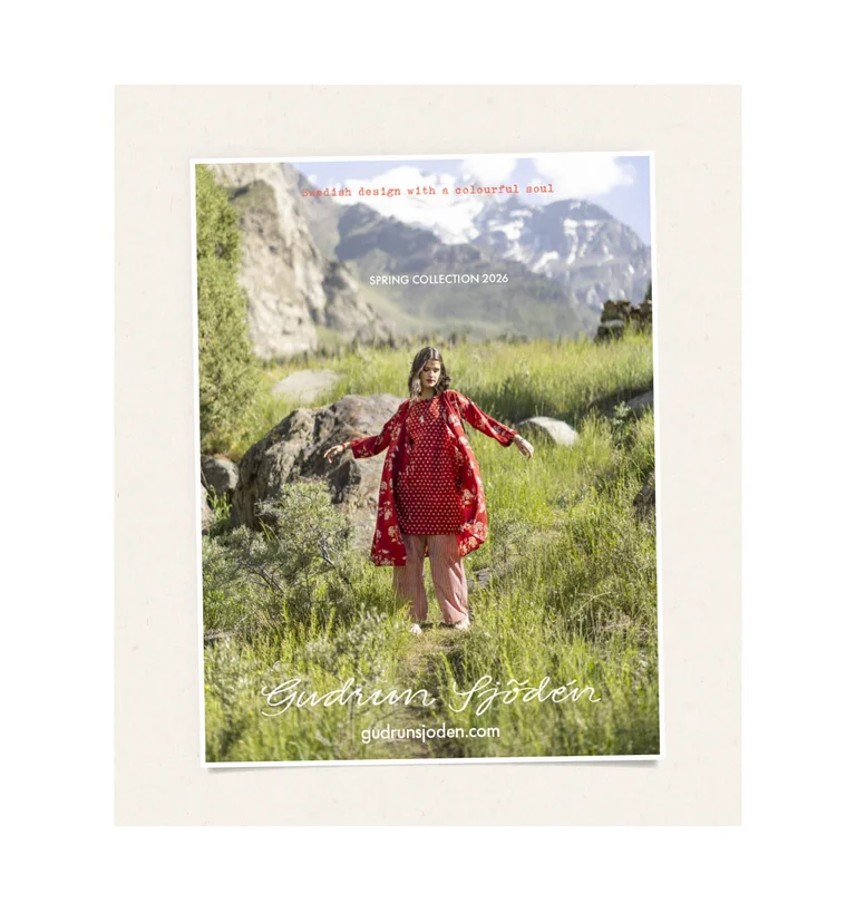 An image of the front cover of Gudrun Sjödén’s 2026 Spring catalogue