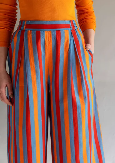 Gemusterte Hose „1964“ aus Bio-Baumwolle - leinenblau