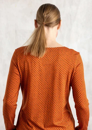 “Tina” lyocell/elastane jersey top - henna/patterned