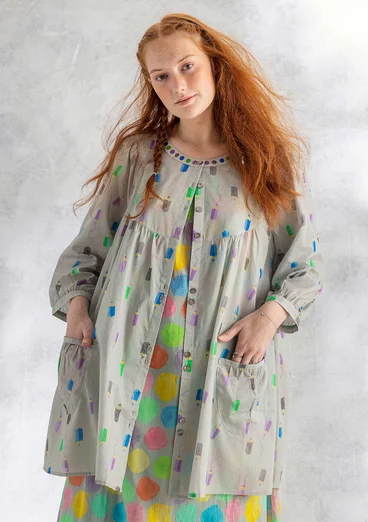 Blouse d'artiste "Crayon" en coton biologique - gris chaud clair