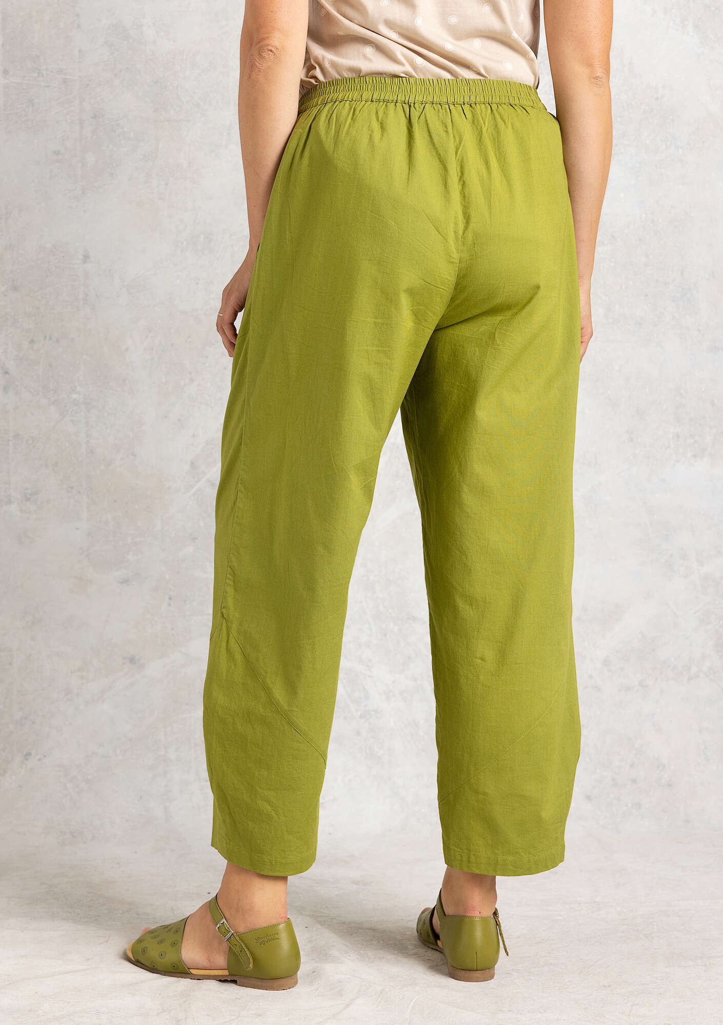 Woven pants in organic cotton birch leaf