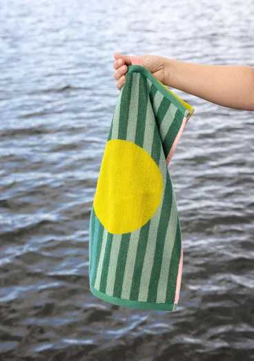 “Sunset” organic cotton guest towel, 2-pack - green sea glass