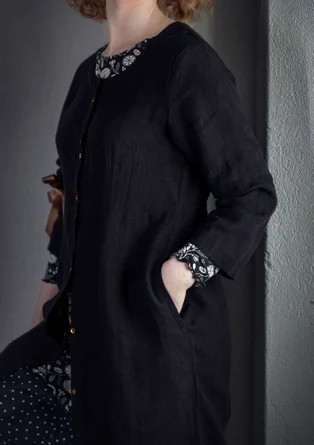 Robe en lin tissé - noir