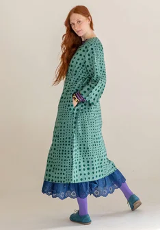 Robe "Mary" en tissu de coton biologique/lin - absinthe
