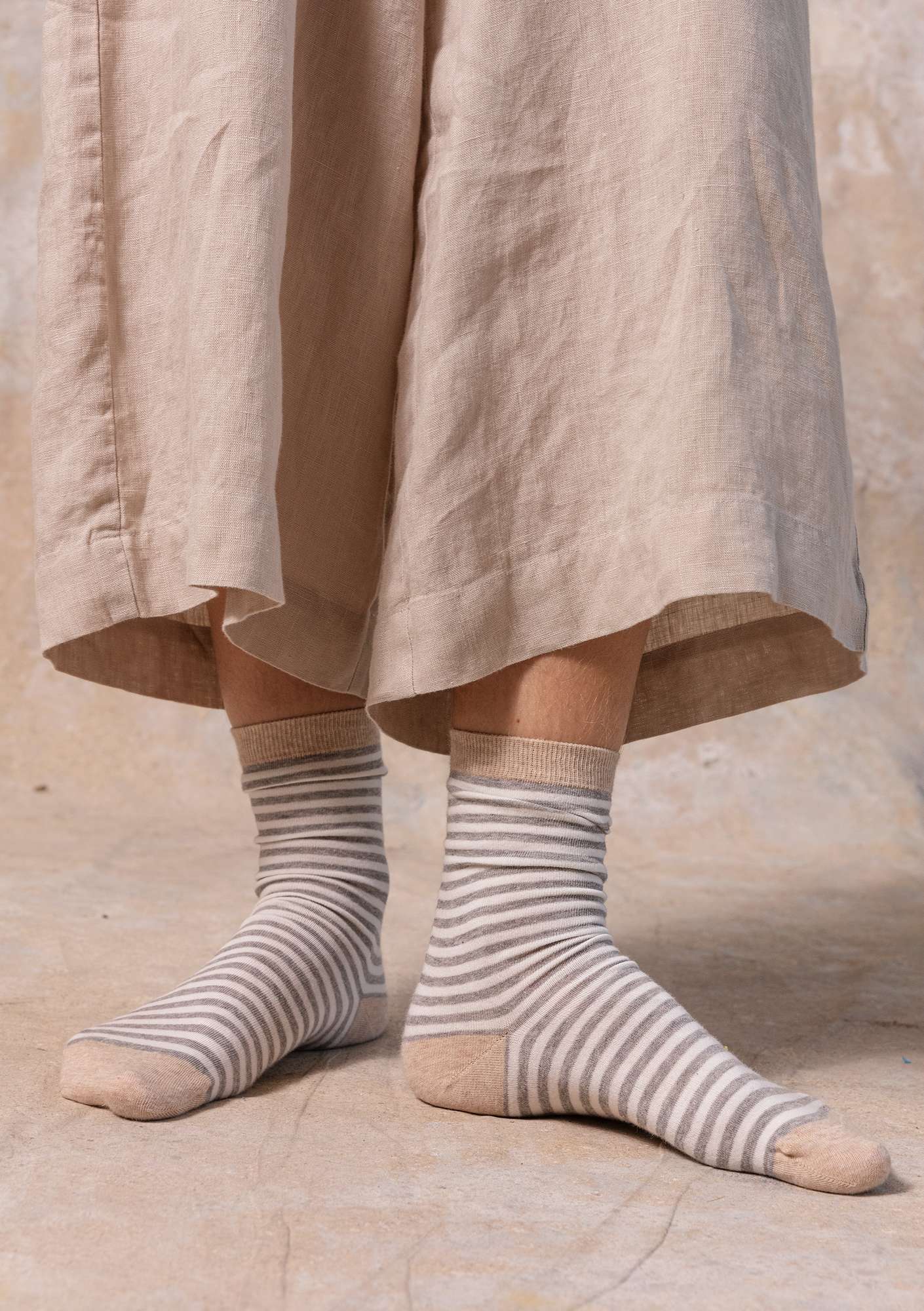 Stripete sokker natural melange