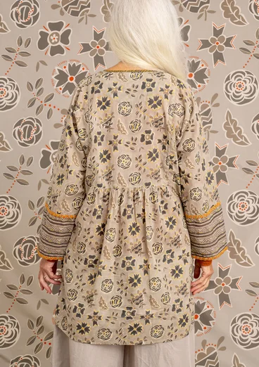 “Amber” artist’s blouse in organic cotton - limestone