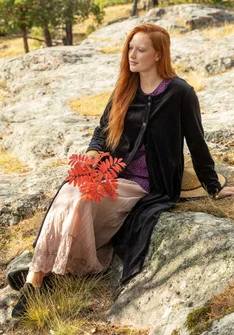 Velourskleid aus Bio-Baumwolle/Recycling-Polyester - schwarz