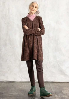“Judit” organic cotton/modal jersey tunic - French roast/patterned