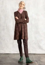 Tricot tuniek "Judit" van biologisch katoen/modal - donker gebrande koffie/dessin