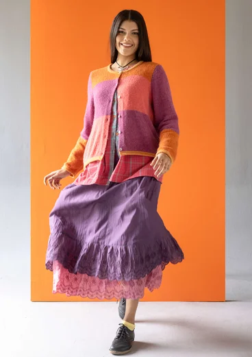 Solid-colour underskirt with organic cotton lace - storm purple