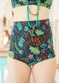 Bas de maillot "Pacific" en polyamide recyclé/élasthanne - noir/motif