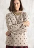 “Tove” organic/recycled cotton favourite sweater (dark natural melange/patterned XL)